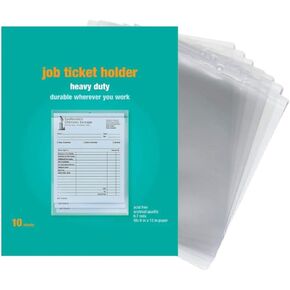 1InTheOffice Job Ticket Holders, 9" x 12", Clear, 10/Pack