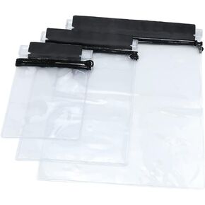 Meetory Clear Waterproof bags Pouch Dry Bags For Camera Mobile Phone Maps Kayak Document Holder,3 Piece Waterproof Plastic Pouch Document Holder Utility Bags for Travel Boating Swimming(Black)