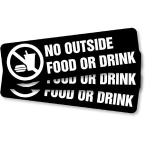 NO Food OR Drink Vinyl Decal/Sticker for Stores Businesses (x3 Pack Bundle)