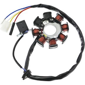 New Olym Ignition Stator Magneto 4 wire AC 8 Pole Coil Fits for GY6 engine 49cc 50cc 80cc 100cc 139QMB 147QMD 152QMI 157QMJ Scooter Moped ATV Sunl Roketa Dune Buggy Go Kart