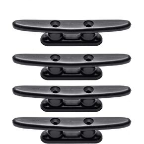 Small Boat Cleat Open Base,4 Inch Black Nylon Dock Cleats,Marine Accessories Used for Kayak,Pack of 4,Include Installation Screws
