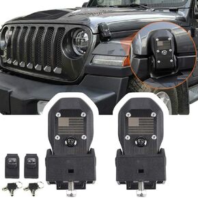 YOCTM غطاء محرك السيارة مزلاج لـ 2018-2023 Jeep Wrangler JL JLU 4XE Rubicon Sahara Sport Gladiator JT طقم قفل غطاء المحرك مع مفتاح مضاد للسرقة (العلم الأمريكي)