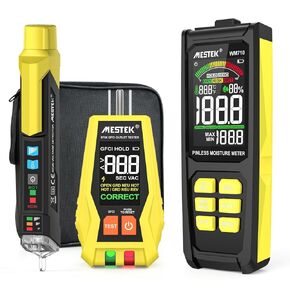 MESTEK GFCI مخرج اختبار الجهد الكهربائي كاشف وعاء مع شاشة LCD ملونة، كاشف مدقق مقبس الجهد الكهربائي القياسي 3 أسلاك 120 فولت، يكتشف مشاكل الأسلاك الشائعة للمنزل