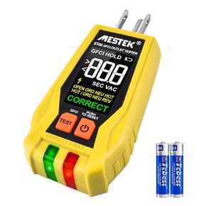 MESTEK GFCI Outlet Tester Electrical Voltage Tester Receptacle Detector with Color LCD Display, Standard 3-Wire 120V AC Voltage Socket Checker Detector, Detects Common Wiring Problems for Home