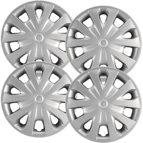 Hubcaps.com - Premium Quality 15" Silver Hubcaps/Wheel Covers fits 2012-2019 Nissan Versa, Heavy Duty Construction (Set of 4)