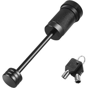 METOWARE Trailer Tongue Coupler Lock 1/4" Dia, 3-1/2" Span, Trailer Hitch Lock for Latch-Type Coupler, Black Trailer Pin Lock for Towing Trailer RV Car Boat Truck (1 Pack)