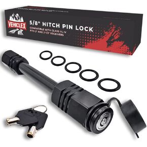 Vehiclex Locking Hitch Pin for Ultimate Security - 5/8" Pin fits Class III, IV Hitch 2.5"-3" - Innovative Tubular Key Design - Resilient Against Dust, Mud, and Thieves