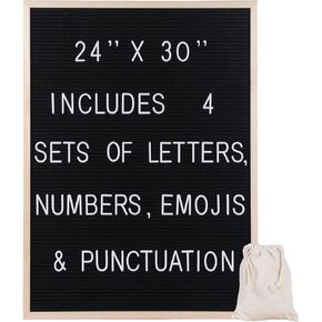 Extra Large Felt Letter Board 24x30 Inches with 4 Sets of Letters Wall Mount Changeable Wooden Letter Boards Large Board with Letters Changeable for Home Decor Baby Announcement Price Menu List