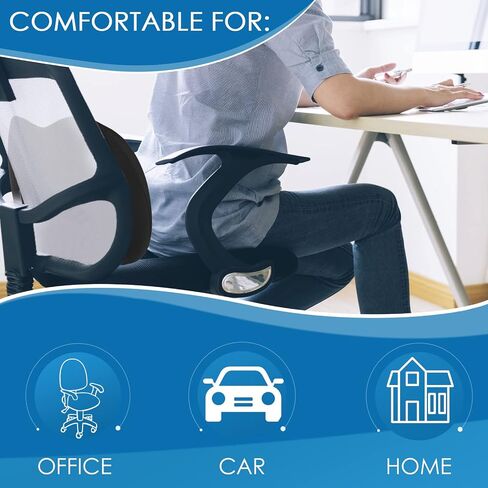 Achiou Lumbar Support Pillow for Office Chair Car Seat Orthopedic Chair, Memory Foam Pad and Back Cushion for Back Pain Relief, Versatile Use Supportive Cushion in Saudi Arabia
