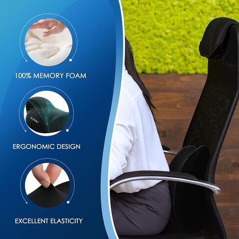 Achiou Lumbar Support Pillow for Office Chair Car Seat Orthopedic Chair, Memory Foam Pad and Back Cushion for Back Pain Relief, Versatile Use Supportive Cushion in Saudi Arabia