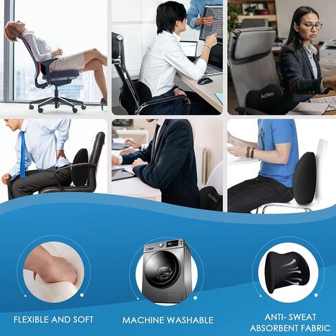 Achiou Lumbar Support Pillow for Office Chair Car Seat Orthopedic Chair, Memory Foam Pad and Back Cushion for Back Pain Relief, Versatile Use Supportive Cushion in Saudi Arabia