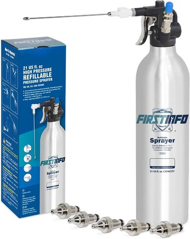FIRSTINFO A1638 حاصل على براءة اختراع بحد أقصى. ضغط 140psi / 620 مللي علبة ألومنيوم سميكة قابلة لإعادة الملء علبة رذاذ الأيروسول ذات الضغط العالي/بخاخ الهواء المضغوط الهوائي in Kuwait