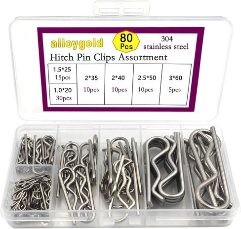 20 Pcs 5 Sizes Stainless Steel Cotter Pins R Clips Retaining Pins Hitch Pin Hair Pin Assortment Spring Clip Retainer Pins Kit for Hitch Pin Lock System, Garage,Trucks, Engine Repair in Saudi Arabia