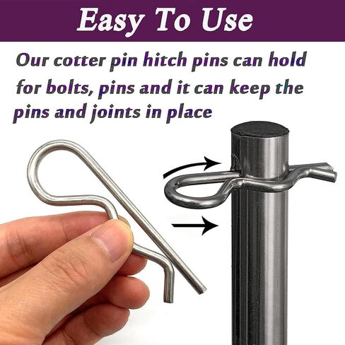 20 Pcs 5 Sizes Stainless Steel Cotter Pins R Clips Retaining Pins Hitch Pin Hair Pin Assortment Spring Clip Retainer Pins Kit for Hitch Pin Lock System, Garage,Trucks, Engine Repair in Saudi Arabia