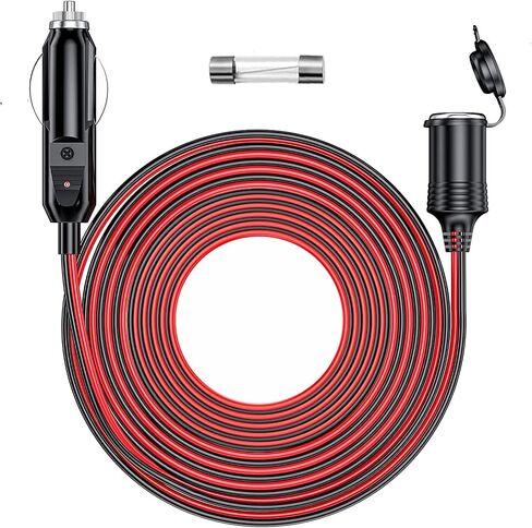 12V/24V Heavy Duty Cigarette Lighter Extension Cord 6FT with LED Light for Car Vehicle Tire Pump Air Compressor Refrigerator Coffee Maker etc. (1*Spare Fuse) in Saudi Arabia