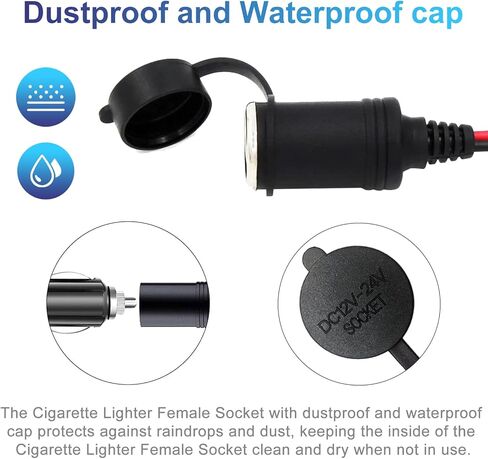 12V/24V Heavy Duty Cigarette Lighter Extension Cord 6FT with LED Light for Car Vehicle Tire Pump Air Compressor Refrigerator Coffee Maker etc. (1*Spare Fuse) in Saudi Arabia