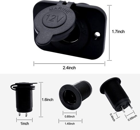 HiSport 12V Cigarette Lighter Socket-2 PCs Car Marine Motorcycle ATV RV Lighter Power Outlet Socket Replacement 12 Volt Waterproof Plug in Saudi Arabia