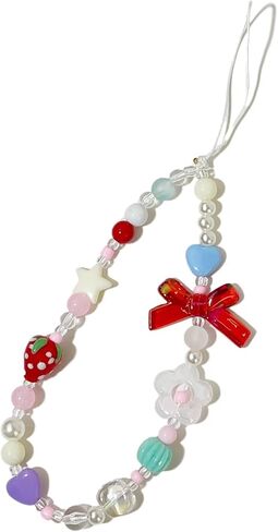 Y2K Phone Charms Cute Aesthetic Cell Phone Charm Strap Pink Kawaii Strawberry Butterfly Star Phone Chain Lanyard Accessories for Phone Bag Keychain Camera Pendants Decor in Saudi Arabia