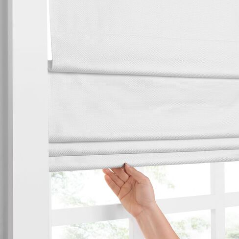 Eclipse Lane Cordless Roman Shades for Windows, Room Darkening, 23 in Wide x 64 in Long, Noise Reducing and Energy Efficient Window Treatments for Living Room, Bedroom or Office, White in Saudi Arabia