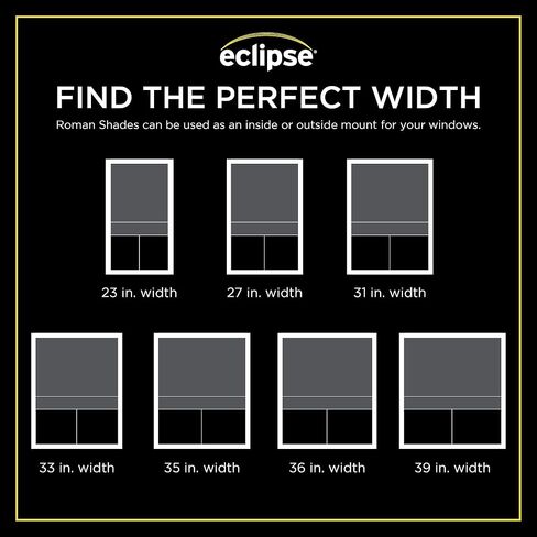 Eclipse Lane Cordless Roman Shades for Windows, Room Darkening, 23 in Wide x 64 in Long, Noise Reducing and Energy Efficient Window Treatments for Living Room, Bedroom or Office, White in Saudi Arabia