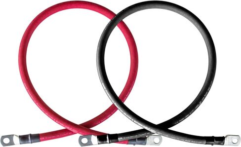 2/0 AWG 2/0 Gauge Red + Black Pure Copper Battery Inverter Cables Solar, RV, Car, Boat 12 in 3/8" + 5/16" Cable Lugs in Saudi Arabia