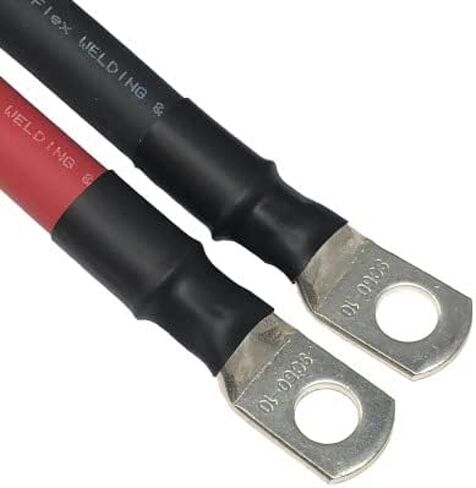 2/0 AWG 2/0 Gauge Red + Black Pure Copper Battery Inverter Cables Solar, RV, Car, Boat 12 in 3/8" + 5/16" Cable Lugs in Saudi Arabia