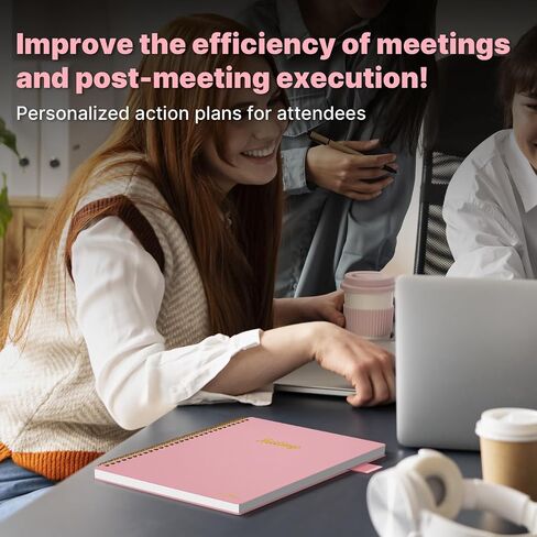 8.5"x11" Meeting Notebook for Work with Sticky Tabs, A4 Work Notebooks for Note Taking and Keep Agendas on Track, Work Planner with Action Items to Manage Business Projects, 160 Pages, Black in Kuwait