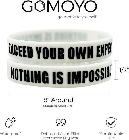 GOMOYO لا شيء مستحيل، يتجاوز توقعاتك الخاصة الأساور سيليكون تحفيزية، أساور مطاطية للياقة البدنية، والتدريبات، وممارسة الرياضة، وكرة السلة، ورفع، والرياضات الجماعية in Saudi Arabia
