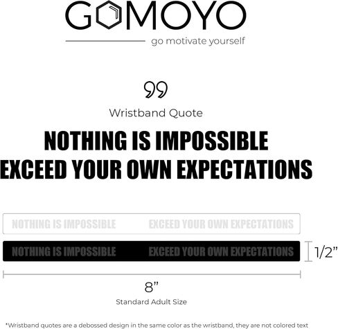GOMOYO لا شيء مستحيل، يتجاوز توقعاتك الخاصة الأساور سيليكون تحفيزية، أساور مطاطية للياقة البدنية، والتدريبات، وممارسة الرياضة، وكرة السلة، ورفع، والرياضات الجماعية in Saudi Arabia