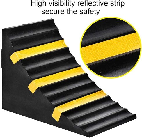 B 2 Pack Heavy Duty Large Solid Rubber Wheel Chock with Handle for Travel Trailer, Truck, Commercial Vehicle and RV, 10" x 6" x 7.3" in Kuwait