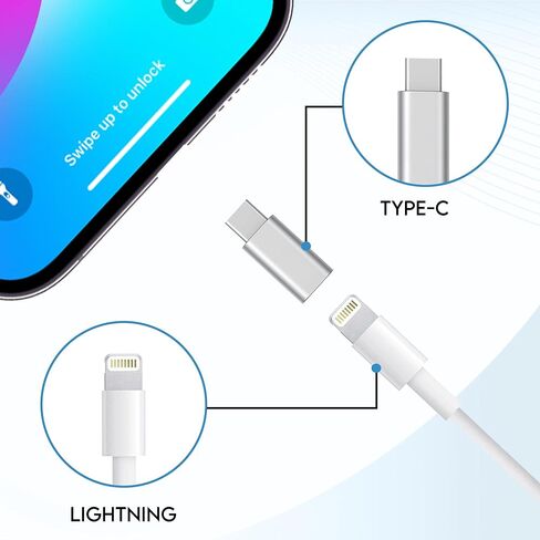 3 Pack Lightning to USB-C Adapter, Charging Compatible with iPhone 15, iPad Pro/Air/Mini, MacBook and More USB C Devices, Supports Data Transmission [Not Designed for OTG/iPad Pencil] in Kuwait