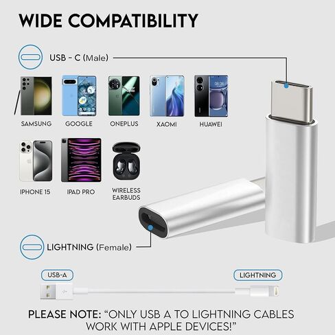 3 Pack Lightning to USB-C Adapter, Charging Compatible with iPhone 15, iPad Pro/Air/Mini, MacBook and More USB C Devices, Supports Data Transmission [Not Designed for OTG/iPad Pencil] in Kuwait
