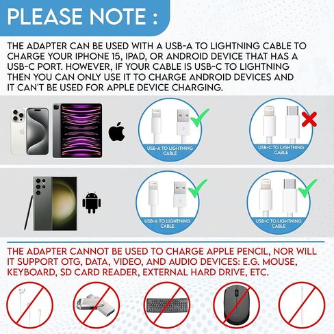 3 Pack Lightning to USB-C Adapter, Charging Compatible with iPhone 15, iPad Pro/Air/Mini, MacBook and More USB C Devices, Supports Data Transmission [Not Designed for OTG/iPad Pencil] in Kuwait