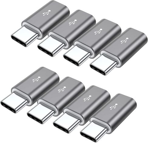 محول QianLink Micro USB إلى USB C، 8 عبوات من محول USB من النوع C من الألومنيوم متوافق مع Samsung Galaxy S10 S9 S8 Plus Note 9 8، LG V40 V35 V30 V20 G7 G6، Pixel 2 XL، Moto Z2 Z3 (رمادي) in Kuwait