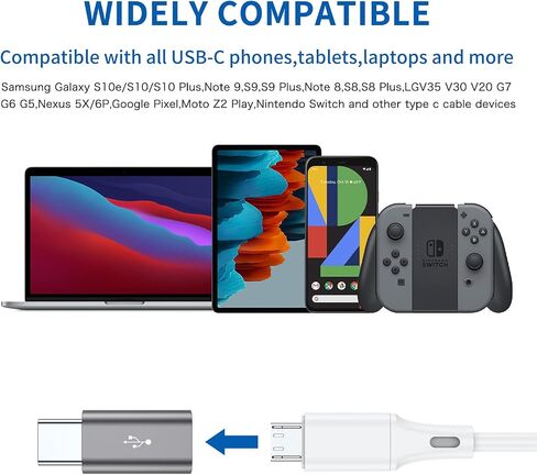 محول QianLink Micro USB إلى USB C، 8 عبوات من محول USB من النوع C من الألومنيوم متوافق مع Samsung Galaxy S10 S9 S8 Plus Note 9 8، LG V40 V35 V30 V20 G7 G6، Pixel 2 XL، Moto Z2 Z3 (رمادي) in Kuwait