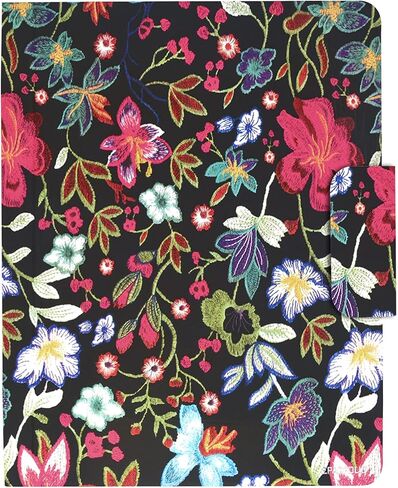 Padfolio Ring Binder with Expanded Document Bag, Flower Texture PU Leather Organizer Portfolio with 3-Ring Binder and Clipboard (Red) in Kuwait