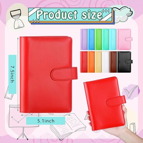Chuangdi 24 Pcs A6 PU Leather Budget Binder Bulk Refillable 6 Ring Notebook Cover for A6 Filler Paper, Pocket Loose Leaf Binder, Personal Organizer Planner with Magnetic Buckle Closure, Cute Color in Saudi Arabia