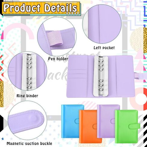 Chuangdi 24 Pcs A6 PU Leather Budget Binder Bulk Refillable 6 Ring Notebook Cover for A6 Filler Paper, Pocket Loose Leaf Binder, Personal Organizer Planner with Magnetic Buckle Closure, Cute Color in Saudi Arabia