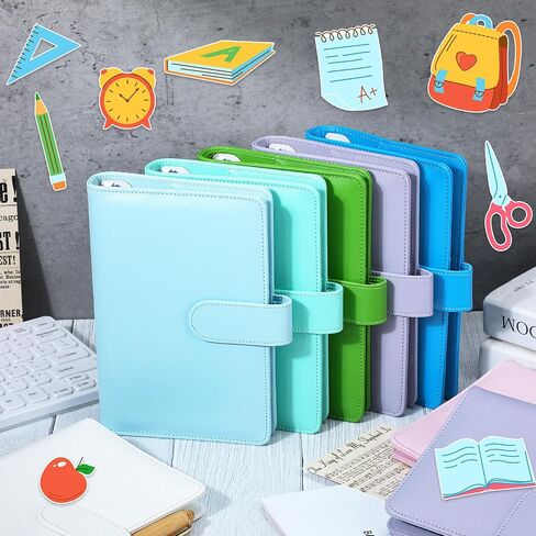 Chuangdi 24 Pcs A6 PU Leather Budget Binder Bulk Refillable 6 Ring Notebook Cover for A6 Filler Paper, Pocket Loose Leaf Binder, Personal Organizer Planner with Magnetic Buckle Closure, Cute Color in Saudi Arabia