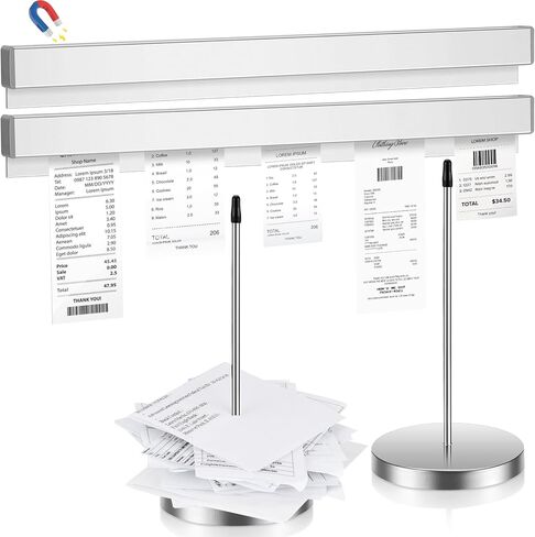 مجموعة حامل التذاكر 4 قطع من Blulu تتضمن 2 رف فحص منزلق من الألومنيوم المغناطيسي الفضي و2 حامل إيصالات من الفولاذ المقاوم للصدأ ومثبت تذكرة مدببة للمطبخ والمكتب والمقاهي ومنظم ملاحظات البار in Kuwait