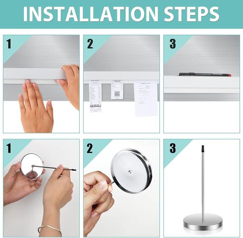 مجموعة حامل التذاكر 4 قطع من Blulu تتضمن 2 رف فحص منزلق من الألومنيوم المغناطيسي الفضي و2 حامل إيصالات من الفولاذ المقاوم للصدأ ومثبت تذكرة مدببة للمطبخ والمكتب والمقاهي ومنظم ملاحظات البار in Kuwait