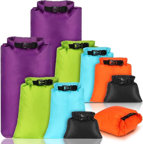 Riakrum 10 Pcs Waterproof Dry Bags, Ultralight Dry Sacks Stuff Sacks for Backpacking, Outdoor Dry Sacks Keep Gear for Kayaking Boating Hiking Backpacking (Black, 1.5,3,5,8,15L) in Saudi Arabia
