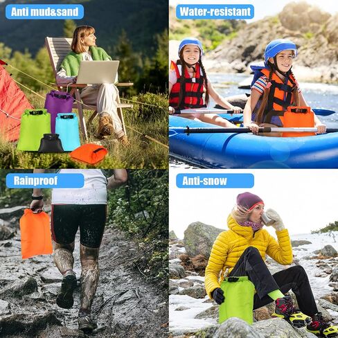 Riakrum 10 Pcs Waterproof Dry Bags, Ultralight Dry Sacks Stuff Sacks for Backpacking, Outdoor Dry Sacks Keep Gear for Kayaking Boating Hiking Backpacking (Black, 1.5,3,5,8,15L) in Saudi Arabia