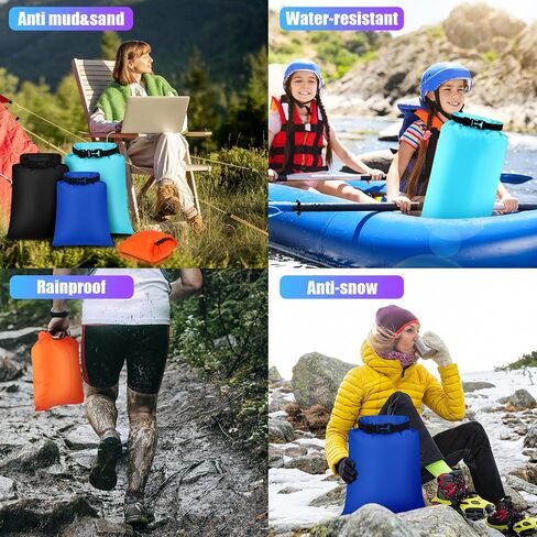 Riakrum 10 Pcs Waterproof Dry Bags, Ultralight Dry Sacks Stuff Sacks for Backpacking, Outdoor Dry Sacks Keep Gear for Kayaking Boating Hiking Backpacking (Black, 1.5,3,5,8,15L) in Saudi Arabia