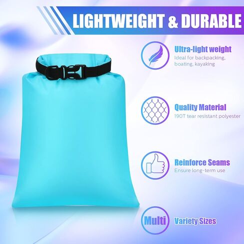 Riakrum 10 Pcs Waterproof Dry Bags, Ultralight Dry Sacks Stuff Sacks for Backpacking, Outdoor Dry Sacks Keep Gear for Kayaking Boating Hiking Backpacking (Black, 1.5,3,5,8,15L) in Saudi Arabia
