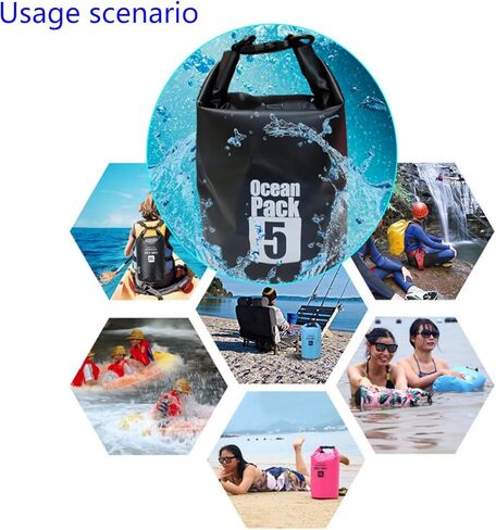 WENZIDAO PVC waterproof bag, bucket bag, waterproof bag, beach drift swimming bag, foldable outdoor backpack (3L), suitable for camping, hiking, and outdoor water collection experience. in Saudi Arabia