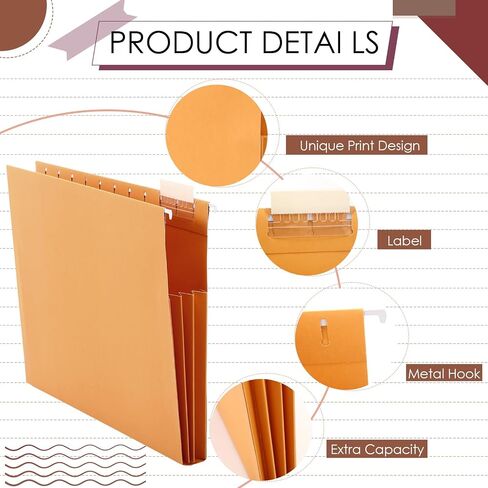 Yaomiao 24 Pack Hanging File Folders 3 Pleats Letter Size File Cabinet Folders with 1/5-Cut Adjustable Tabs Expandable Document Cabinet Colored for Home Desk Office Organization(Bright Color) in Kuwait