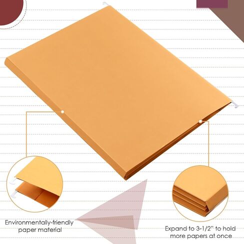 Yaomiao 24 Pack Hanging File Folders 3 Pleats Letter Size File Cabinet Folders with 1/5-Cut Adjustable Tabs Expandable Document Cabinet Colored for Home Desk Office Organization(Bright Color) in Kuwait