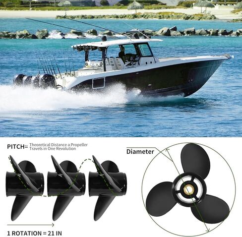 MiBarco 14.3 x 21 | 3817469 ترقية مروحة القارب المصنوعة من الألومنيوم تناسب فولفو Penta SX Drive جميع الموديلات محركات 130-300 HP 3 شفرات 19 أسنان خدد، RH in Kuwait