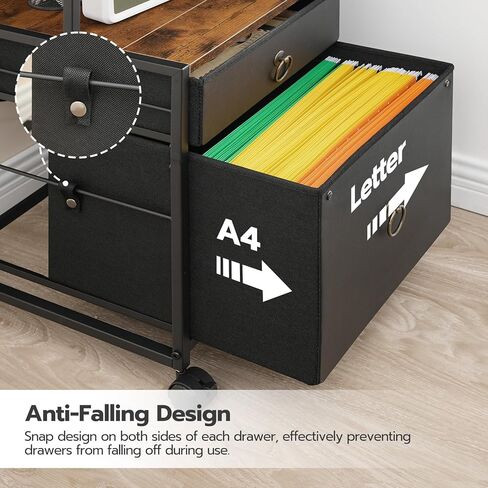 HOOBRO 2-Drawer File Cabinet, Filing Cabinet with Charging Station, Office Cabinet with Open Shelf, Filing Cabinet for Home Office, A4/Letter Size, Nonwovens Drawer, Rustic Brown BF23UWJ01 in Saudi Arabia